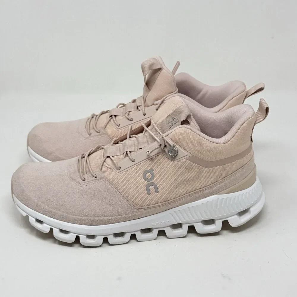 On Cloud Hi Glacier Running Hiking Shoes Womens 10.5 Monochrome Pink Suede